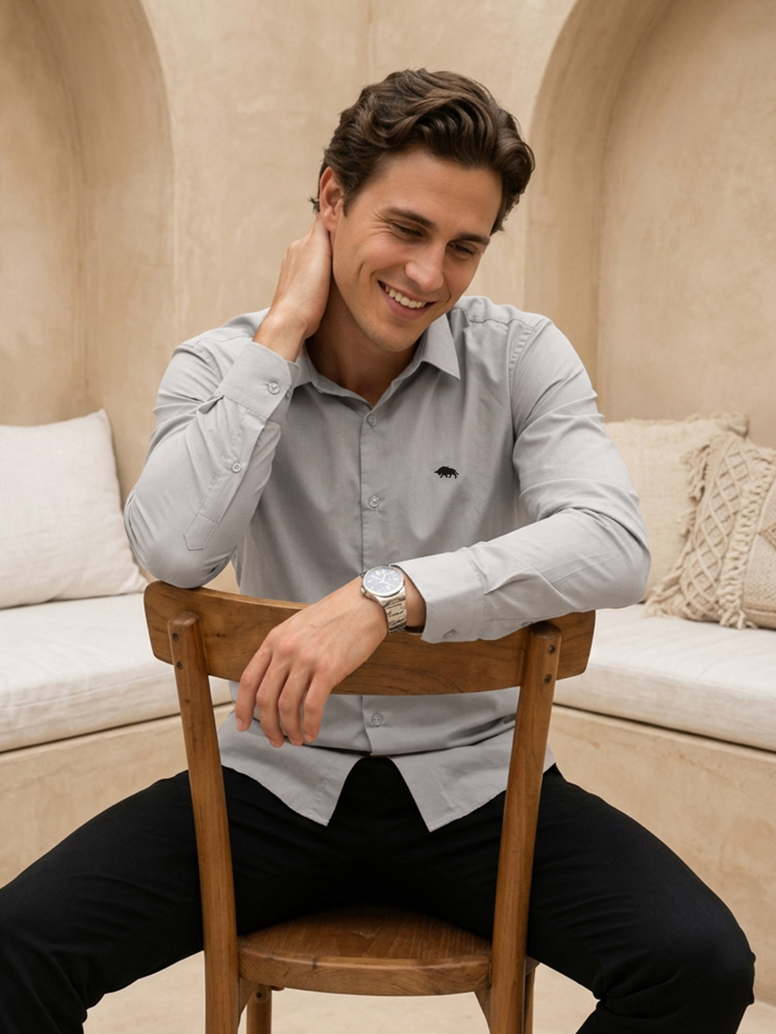 Torano - Premium Grey Slim Fit Formal Shirt