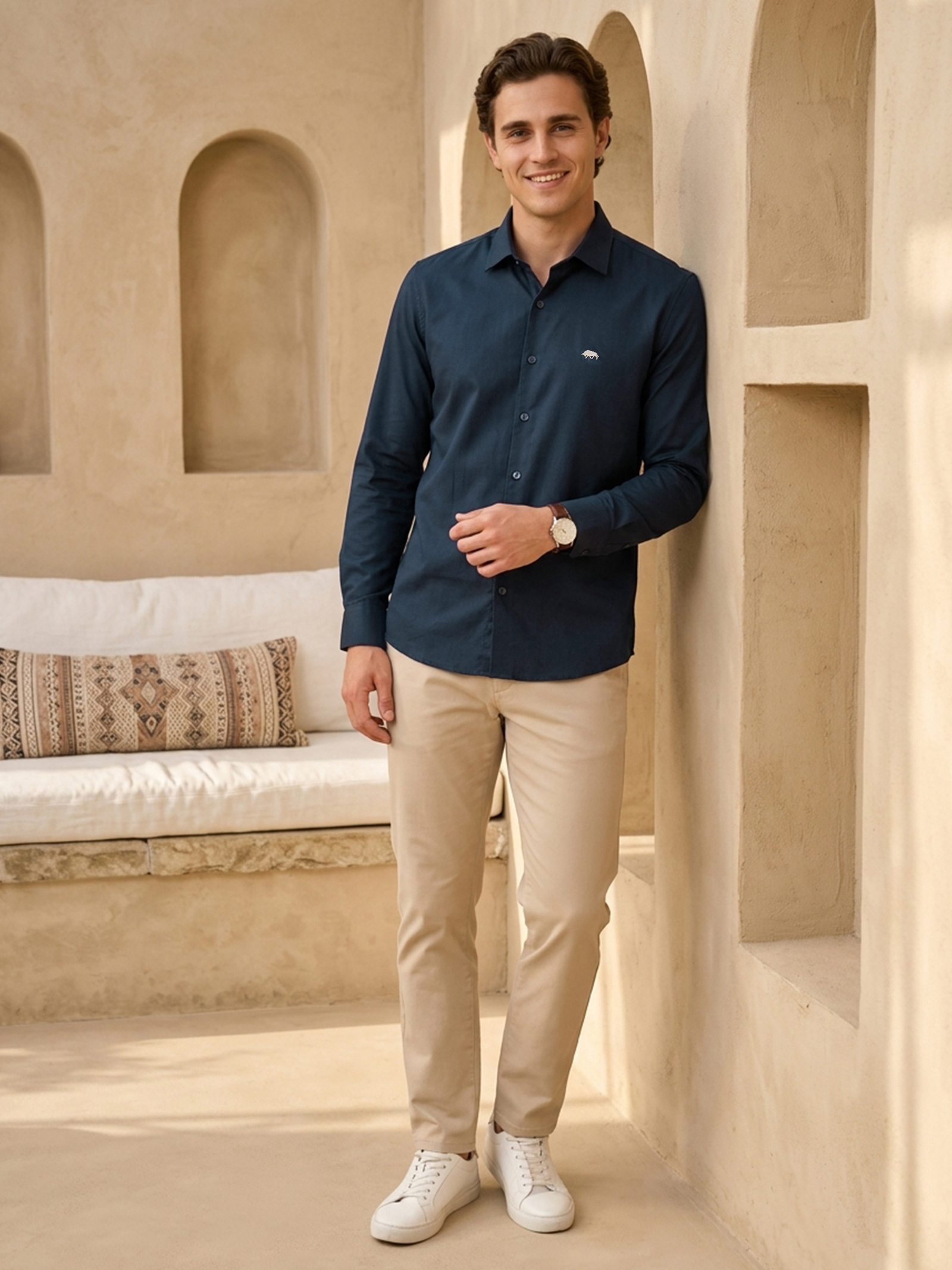 Torano Premium Navy Blue Slim Fit Shirt